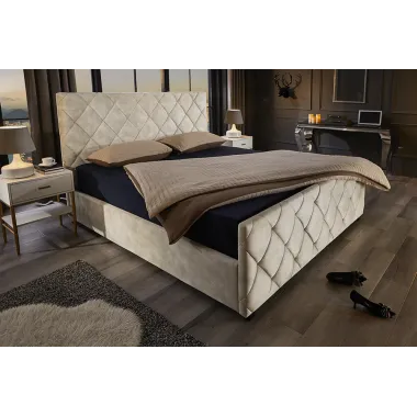 Invicta Łóżko ELYSIUM ze schowkiem szampański beż aksamit 180 x 200cm / 45920