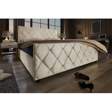 Invicta Łóżko ELYSIUM ze schowkiem szampański beż aksamit 180 x 200cm / 45920