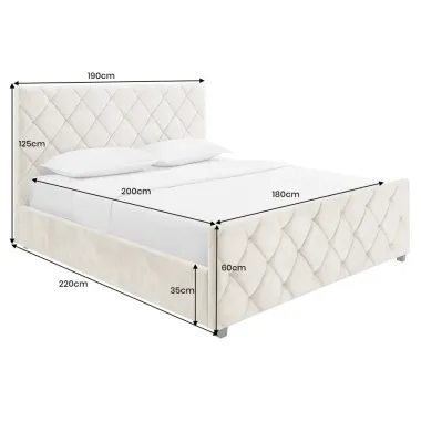 Invicta Łóżko ELYSIUM ze schowkiem szampański beż aksamit 180 x 200cm / 45920