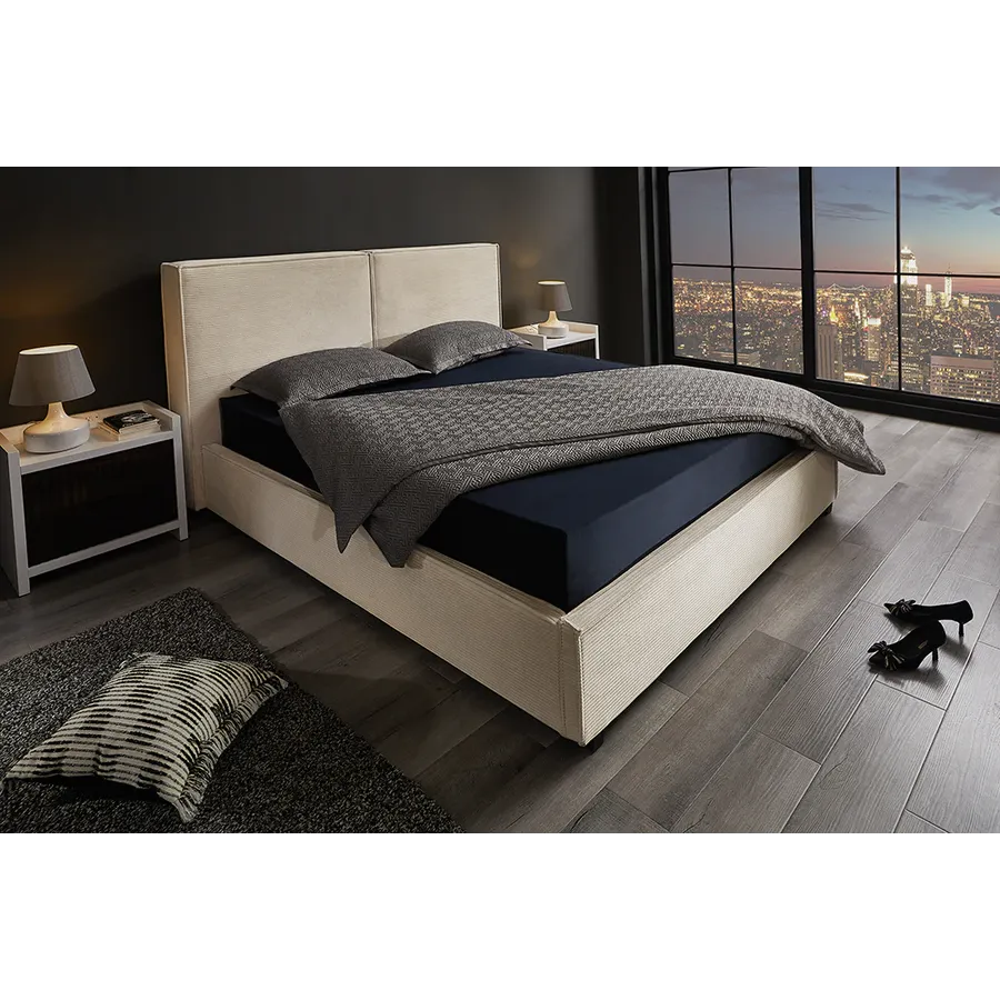 Invicta Łóżko ROCCO ze schowkiem beżowy sztruks 180 x 200cm / 45921