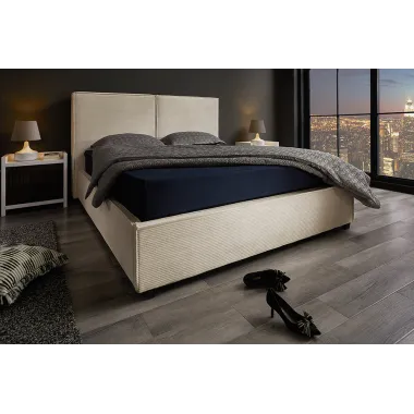 Invicta Łóżko ROCCO ze schowkiem beżowy sztruks 180 x 200cm / 45921