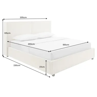 Invicta Łóżko ROCCO ze schowkiem beżowy sztruks 180 x 200cm / 45921