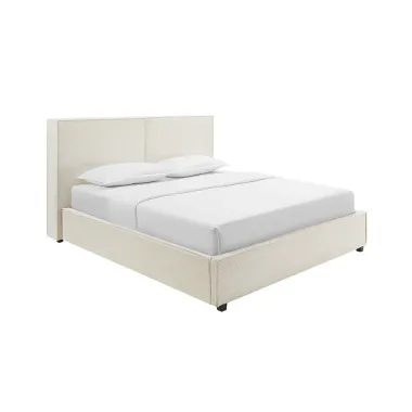 Invicta Łóżko ROCCO ze schowkiem beżowy sztruks 180 x 200cm / 45921