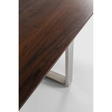 Kare Stół SYMPHONY brązowa akacja srebrne nogi 180 x 76 x 90cm / 84511