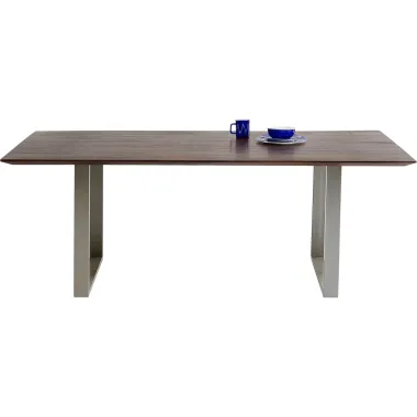 Kare Stół SYMPHONY brązowa akacja srebrne nogi 180 x 76 x 90cm / 84511