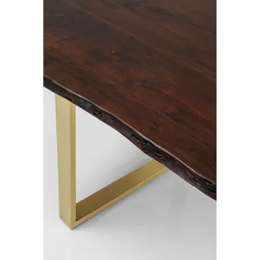 Kare Stół HARMONY brązowa akacja złote nogi 200 x 76 x 100cm / 84580