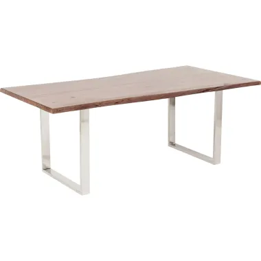 Kare Stół HARMONY brązowa akacja srebrne nogi 180 x 76 x 90cm / 84487