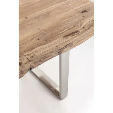 Kare Stół HARMONY naturalna akacja srebrne nogi 160 x 76 x 80cm / 84483
