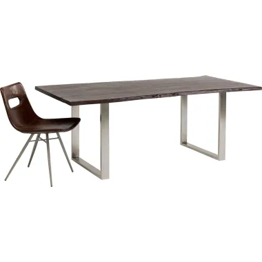 Kare Stół HARMONY brązowa akacja srebrne nogi 200 x 76 x 100cm / 84488