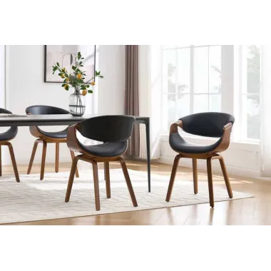 Invicta Krzesło ORGANIC tapicerowane ekoskóra czarna 56 x 79 x 60cm / 46666