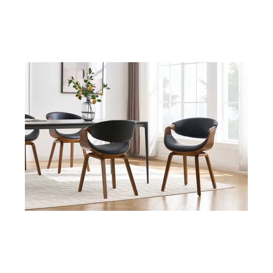 Invicta Krzesło ORGANIC tapicerowane ekoskóra czarna 56 x 79 x 60cm / 46666