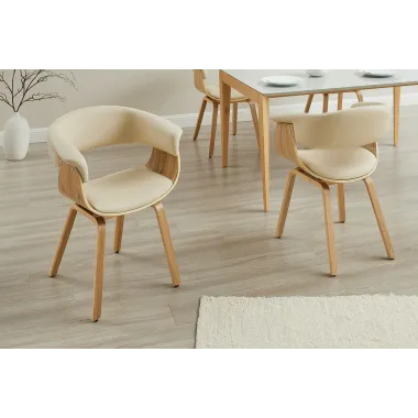 Invicta Krzesło ORGANIC tapicerowane ekoskóra kremowo- beżowa 56 x 79 x 60cm / 47712