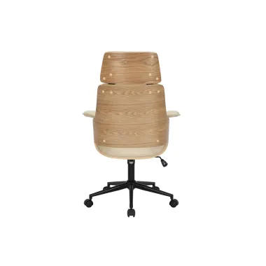 Invicta Fotel biurowy MANHATTAN kremowo beżowy obrotowy imitacja skóry orzech 68cm / 47717