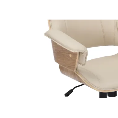 Invicta Fotel biurowy MANHATTAN kremowo beżowy obrotowy imitacja skóry orzech 68cm / 47717