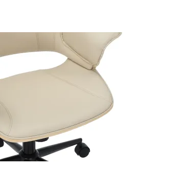 Invicta Fotel biurowy MANHATTAN kremowo beżowy obrotowy imitacja skóry orzech 68cm / 47717