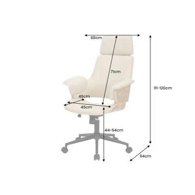 Invicta Fotel biurowy MANHATTAN kremowo beżowy obrotowy imitacja skóry orzech 68cm / 47717