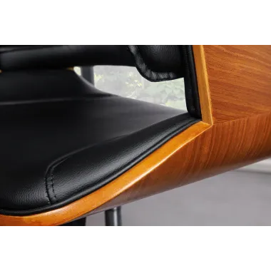 Invicta Fotel biurowy MANHATTAN czarny obrotowy imitacja skóry orzech 68cm / 44195