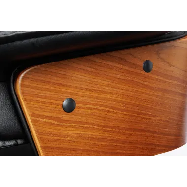 Invicta Fotel biurowy MANHATTAN czarny obrotowy imitacja skóry orzech 68cm / 44195