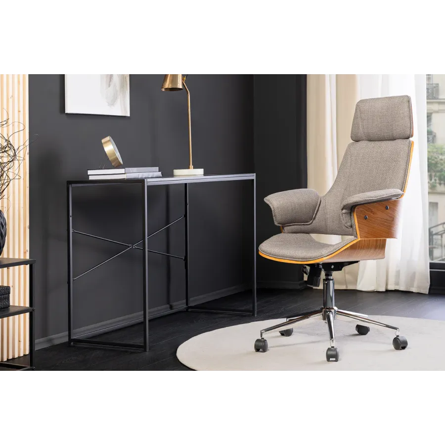 Invicta Fotel biurowy MANHATTAN szaro orzechowy obrotowy tkanina 68cm / 46664