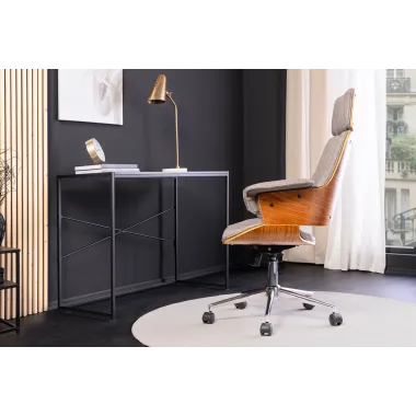 Invicta Fotel biurowy MANHATTAN szaro orzechowy obrotowy tkanina 68cm / 46664