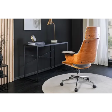 Invicta Fotel biurowy MANHATTAN szaro orzechowy obrotowy tkanina 68cm / 46664