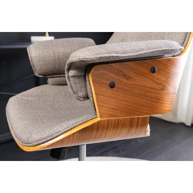 Invicta Fotel biurowy MANHATTAN szaro orzechowy obrotowy tkanina 68cm / 46664