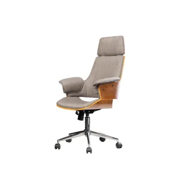 Invicta Fotel biurowy MANHATTAN szaro orzechowy obrotowy tkanina 68cm / 46664
