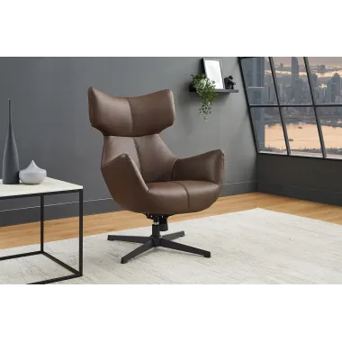 Invicta Fotel VOGUE obrotowy 360° imitacja brązowej skóry 73cm / 47720