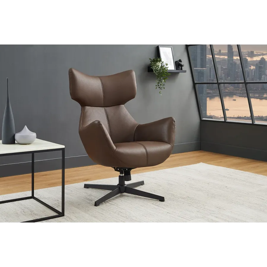 Invicta Fotel VOGUE obrotowy 360° imitacja brązowej skóry 73cm / 47720