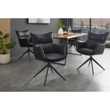 Invicta Krzesło VOGUE obrotowe 360° imitacja czarnej skóry 60cm / 47708