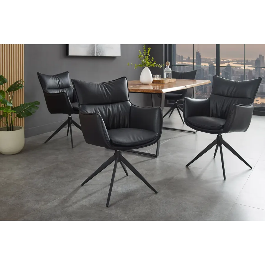 Invicta Krzesło VOGUE obrotowe 360° imitacja czarnej skóry 60cm / 47708