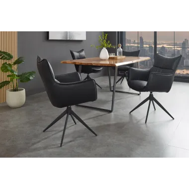 Invicta Krzesło VOGUE obrotowe 360° imitacja czarnej skóry 60cm / 47708