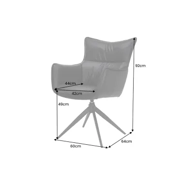 Invicta Krzesło VOGUE obrotowe 360° imitacja czarnej skóry 60cm / 47708