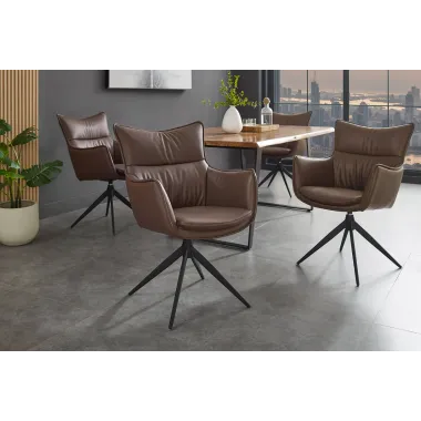 Invicta Krzesło VOGUE obrotowe 360° imitacja brązowej skóry 60cm / 47709