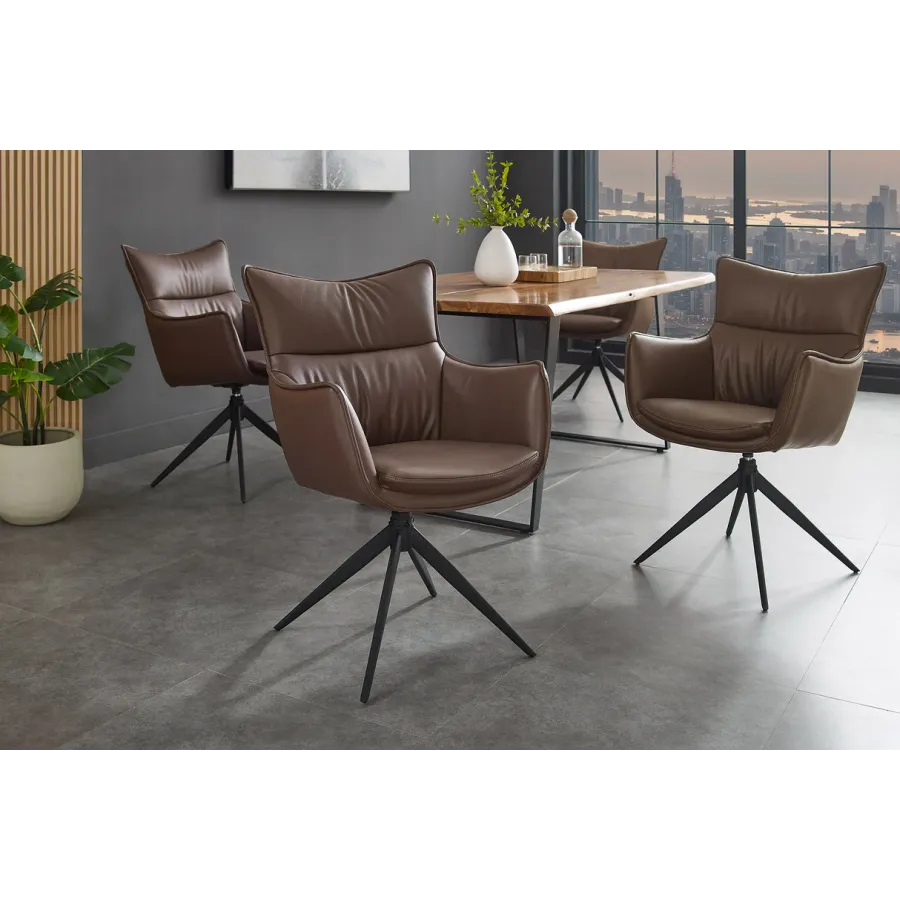 Invicta Krzesło VOGUE obrotowe 360° imitacja brązowej skóry 60cm / 47709