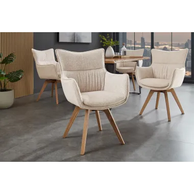 Invicta Krzesło VOGUE obrotowe 360° tkanina teksturowa beżowa 58cm / 47705