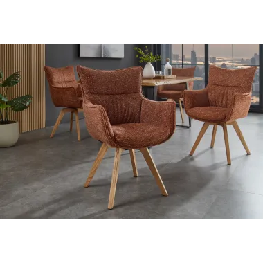 Invicta Krzesło VOGUE obrotowe 360° tkanina teksturowa rdzawy brąz 58cm / 47706