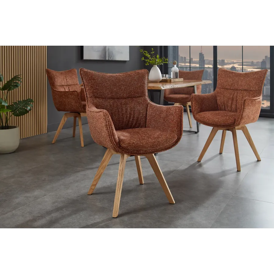 Invicta Krzesło VOGUE obrotowe 360° tkanina teksturowa rdzawy brąz 58cm / 47706