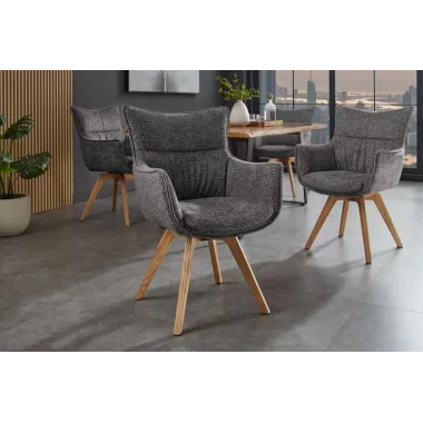 Invicta Krzesło VOGUE obrotowe 360° tkanina teksturowa antracyt 60cm / 47707