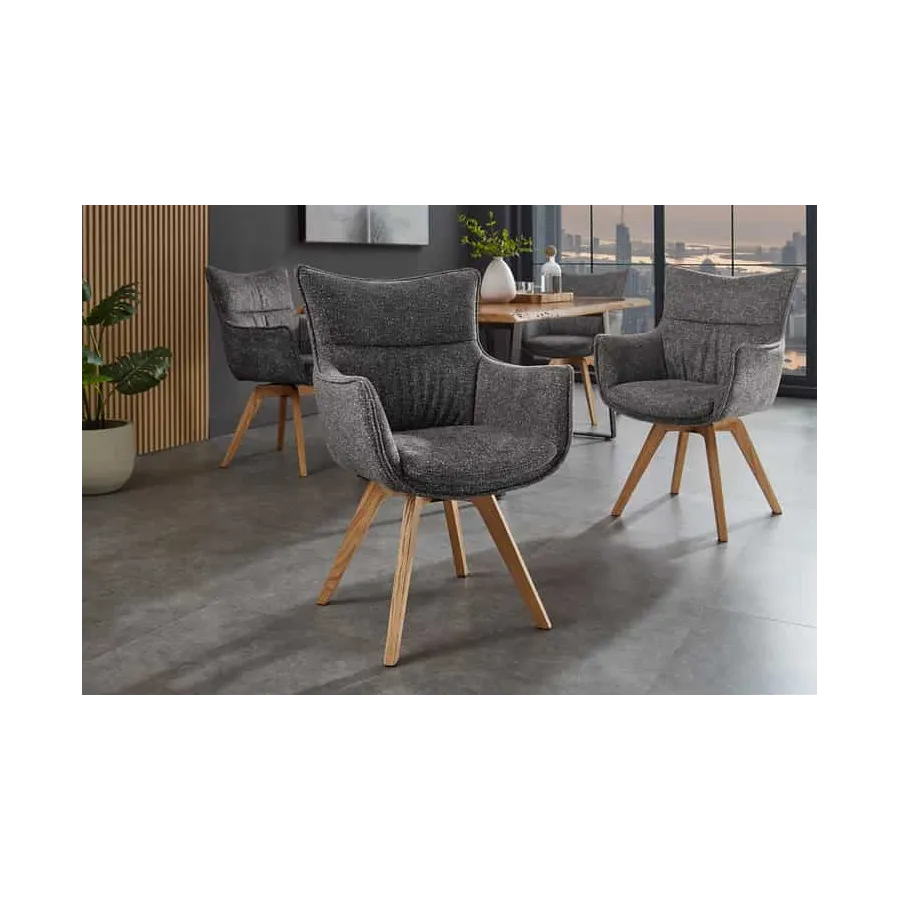 Invicta Krzesło VOGUE obrotowe 360° tkanina teksturowa antracyt 60cm / 47707