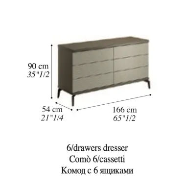 LINEA Włoska komoda 6 szuflad 166 x 90 x 54cm / Adora