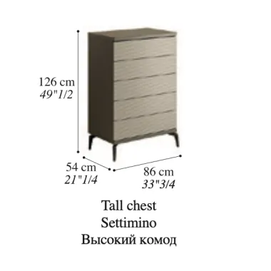 LINEA Włoska komoda wysoka 5 szuflad 86 x 126 x 46cm / Adora