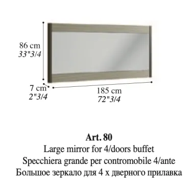 LINEA Włoskie lustro do salonu L 185 x 86 x 7cm / Adora