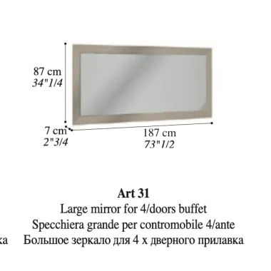 LINEA Włoskie lustro do salonu L szklana rama 187 x 87 x 7cm / Adora