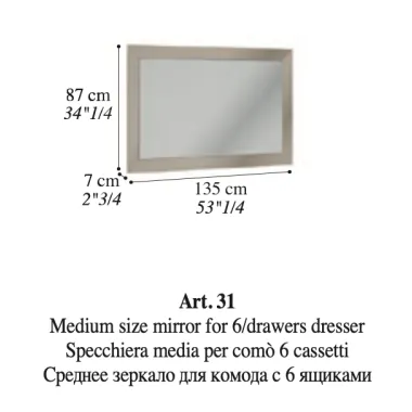 LINEA Włoskie lustro do salonu M szklana rama 135 x 87 x 7cm / Adora