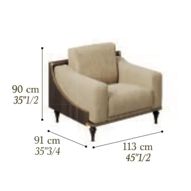 ROMANTICA Włoski fotel tapicerowany 113 x 90 x 91 cm / Adora