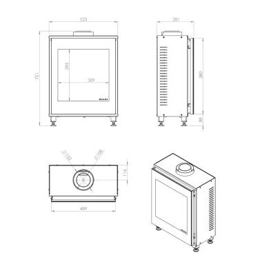 Kominek gazowy jednostronny wolnostojący 40 x 39cm