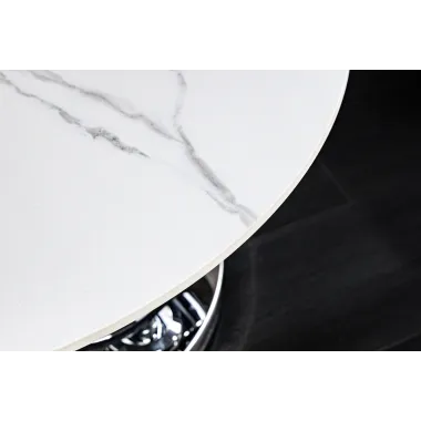 Invicta Stolik kawowy DANCING RINGS 80-135cm biały marmur chromowana rama / 46318