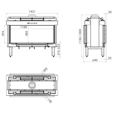 CALMA 120T Kominek gazowy