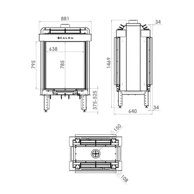 CALMA 65T Kominek gazowy dwustronny 65 x 80cm